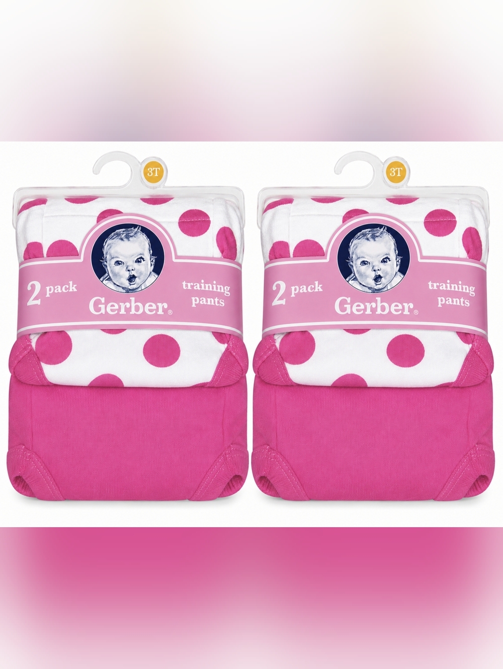2 NWT Gerber 2-Pack Girls Training Pants Size 3T Pink Polka Dot Potty Training